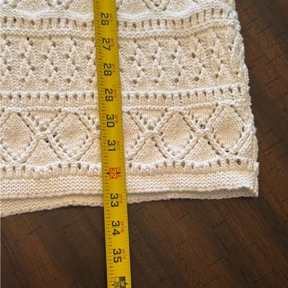 American Knitworks Cream Tunic Sweater Fisherman Long Knit White Pullover M - Picture 6 of 12